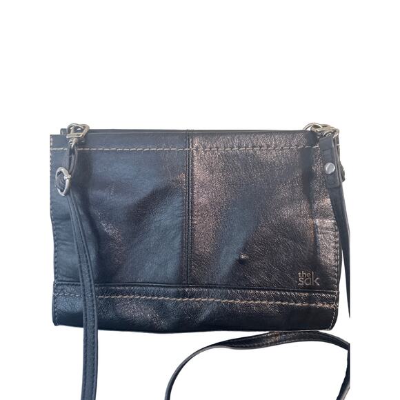 The Sak Iris Womens Black Leather Crossbody Purse Small Shoulder Bag Handbagn c2 - Picture 2 of 6